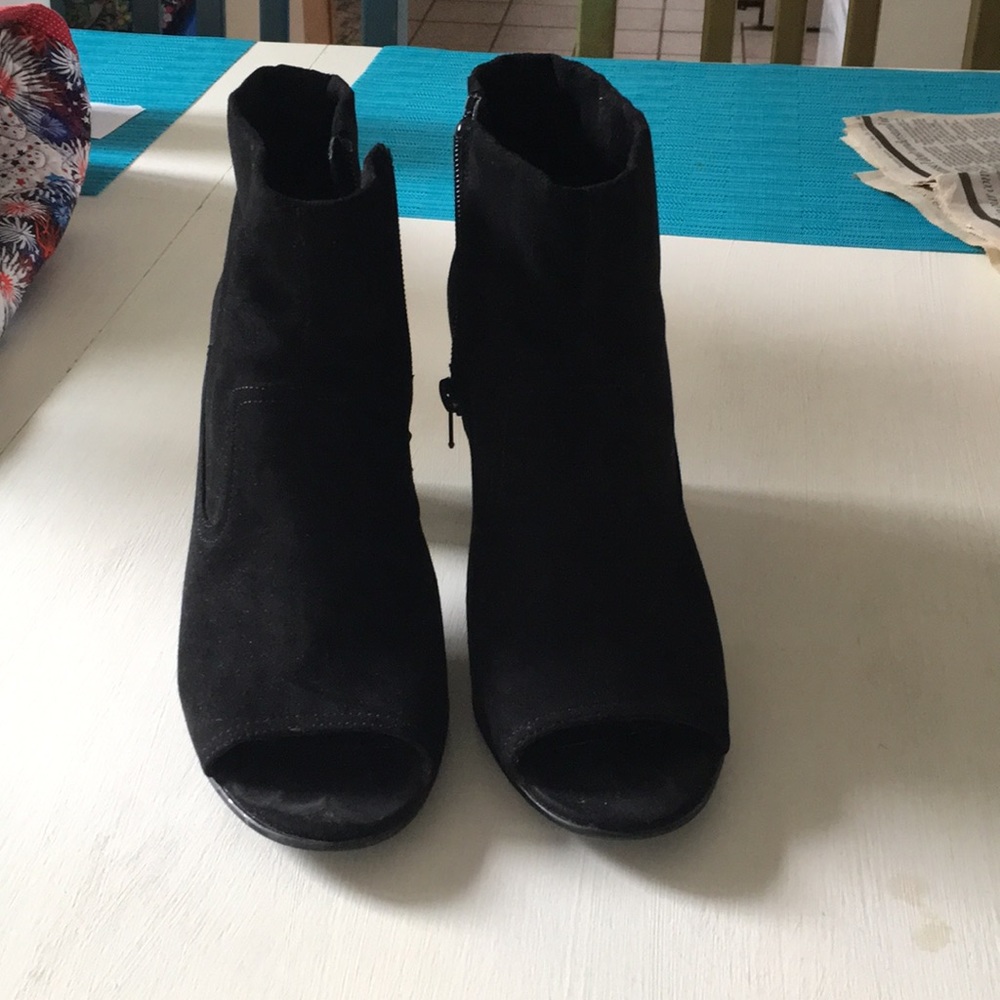 Suede Peep Toe Bootie